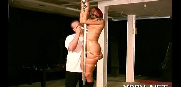  Chubby female tied up and forced to endure sadomasochism xxx